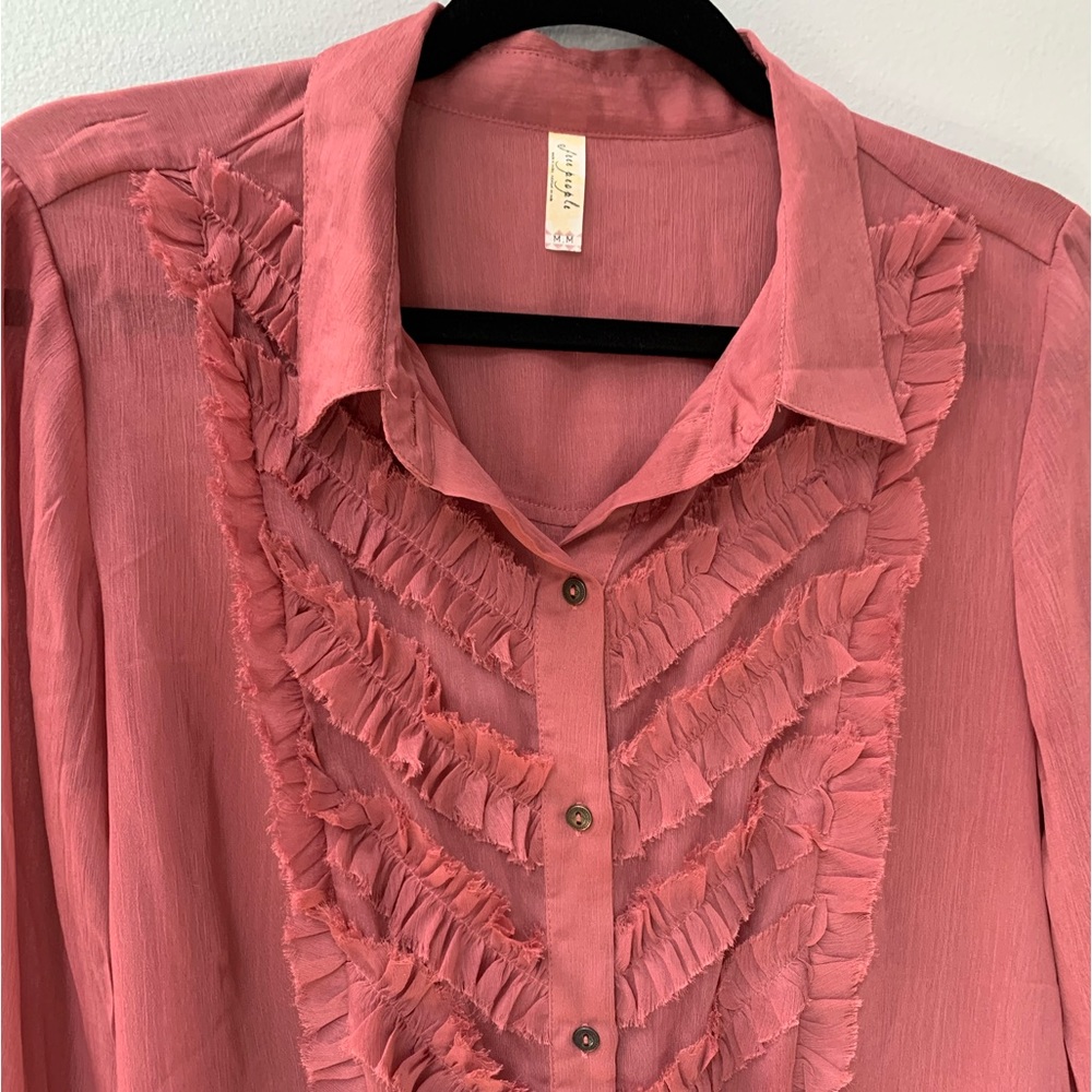 Free People Ruffle Front Button Down - Picture 3 of 5